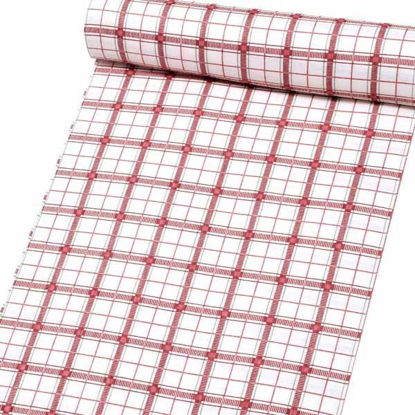 東レシルック 反物 「赤 チェック」ポリエステル 日本製 未仕立て 小紋 単衣 袷<T>【メール便不可】