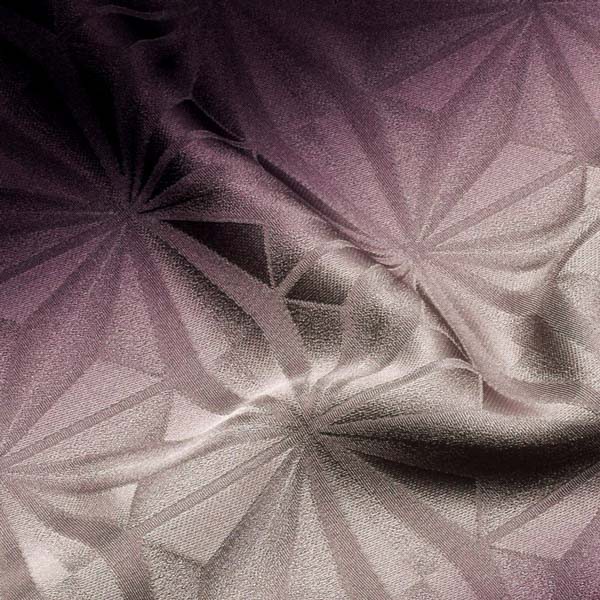正絹 小紋 反物 着物「濃紫　縦ぼかし　麻の葉」日本製 丹後ちりめん 未仕立て 小紋 単衣 袷＜T＞【メール便不可】