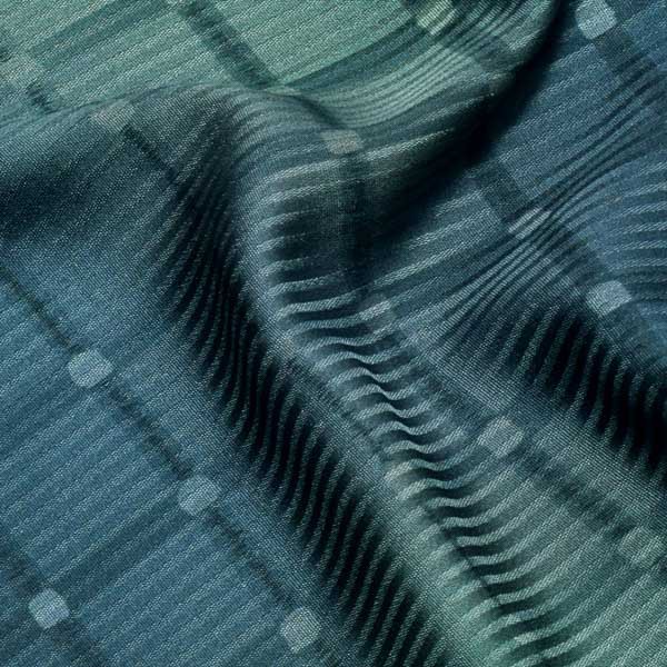 正絹 小紋 反物 着物「格子　藍鼠色」日本製 丹後ちりめん 未仕立て 小紋 単衣 袷＜T＞【メール便不可】