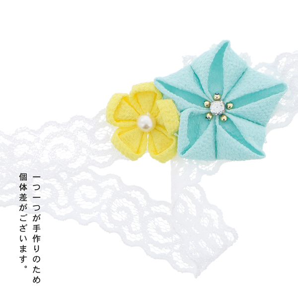 赤ちゃん ヘアバンド 女の子 「つまみのお花、レースのベビーヘアバンド 全3種」 ベビー 髪飾り ヘアアクセサリー カチューシャ 和風 つまみ細工 ちりめん 初節句 お宮参り お食い初め【メール便対応可】