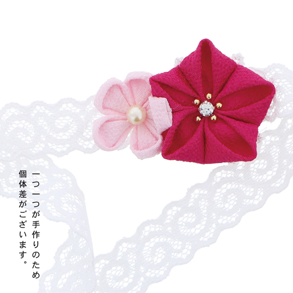 赤ちゃん ヘアバンド 女の子 「つまみのお花、レースのベビーヘアバンド 全3種」 ベビー 髪飾り ヘアアクセサリー カチューシャ 和風 つまみ細工 ちりめん 初節句 お宮参り お食い初め【メール便対応可】