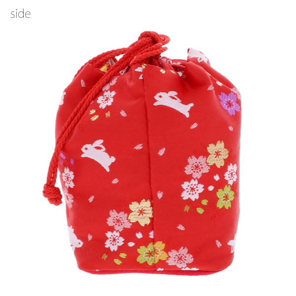 七五三 女の子 巾着 バッグ 単品「赤色 桜とうさぎ・朱赤×金色 桜・白色 千鳥 全3柄」 金襴 3歳 7歳 女児 七五三小物 和装 着物 ＜H＞【メール便不可】
