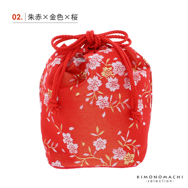 七五三 女の子 巾着 バッグ 単品「赤色 桜とうさぎ・朱赤×金色 桜・白色 千鳥 全3柄」 金襴 3歳 7歳 女児 七五三小物 和装 着物 ＜H＞【メール便不可】