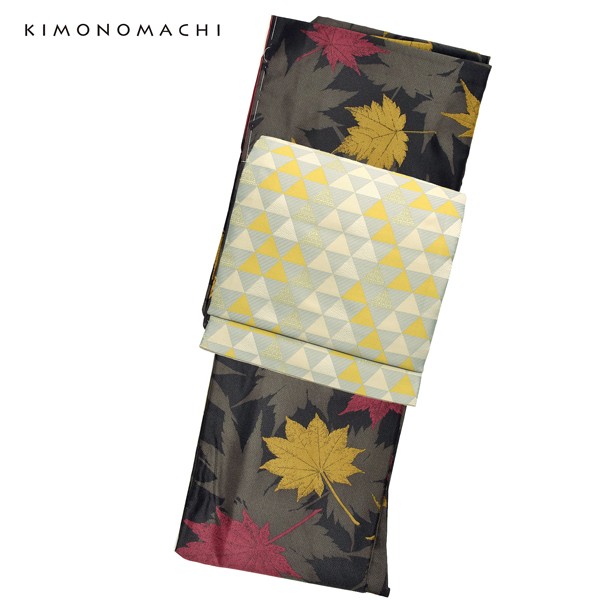 正規店 KIMONOMACHI サイズS/M/L/LL コーディネート済の通販はau PAY マーケット - 京都きもの町|商品ロットナ オリジナル 洗える着物 セット「袷着物:楓 こげ茶+京袋帯:うろこ」着物と帯の2点セット 新品人気SALE