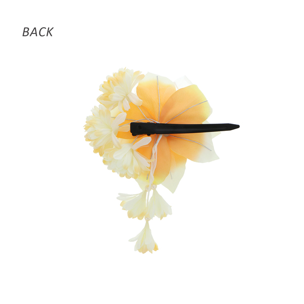 【訳アリ】【アウトレット品】 クリップ髪飾り 「百合とマム、房飾り クリップ ペールオレンジ」 ヘアアクセサリー 大人用・子供用 レディース 着物 和装 浴衣 カジュアル着物 七五三 女の子 ワンポイント 髪飾り単品【メール便不可】