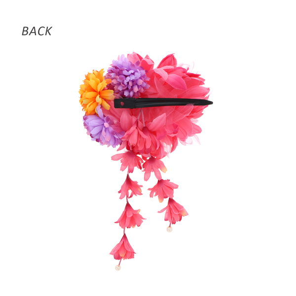 【訳アリ】【アウトレット品】 クリップ髪飾り 「ダリアと3つのプチマム、小花の房飾り」 ヘアアクセサリー 大人用・子供用 レディース 着物 和装 浴衣 カジュアル着物 七五三 女の子 ワンポイント 髪飾り単品【メール便不可】