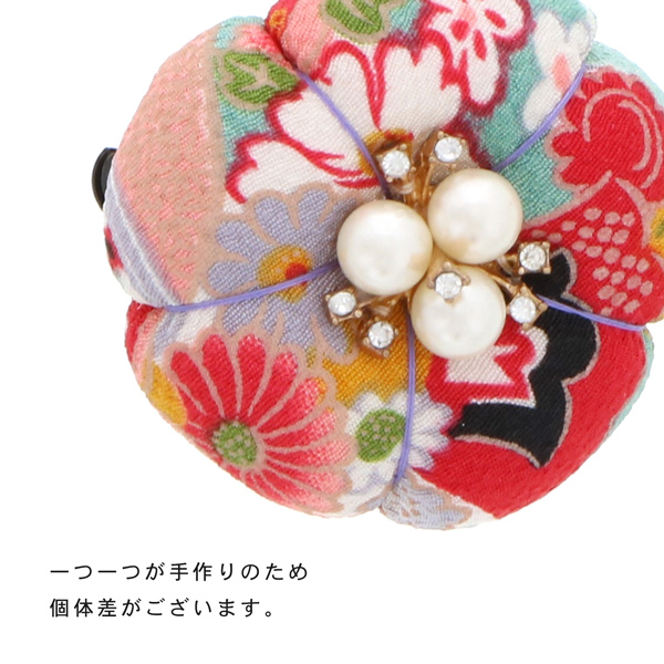 【訳アリ】【アウトレット品】 クリップ髪飾り 「ちりめん梅　クリップ　全5色」 ヘアアクセサリー 大人用・子供用 レディース 着物 和装 浴衣 カジュアル着物 七五三 女の子 ワンポイント 髪飾り単品【メール便不可】
