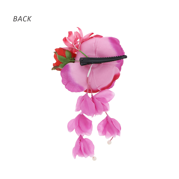 【訳アリ】【アウトレット品】 クリップ髪飾り 「ラナンキュラスとプチローズ、房飾り クリップ ワインレッド」 ヘアアクセサリー 大人用・子供用 レディース 着物 和装 浴衣 カジュアル着物 七五三 女の子 ワンポイント 髪飾り単品【メール便不可】