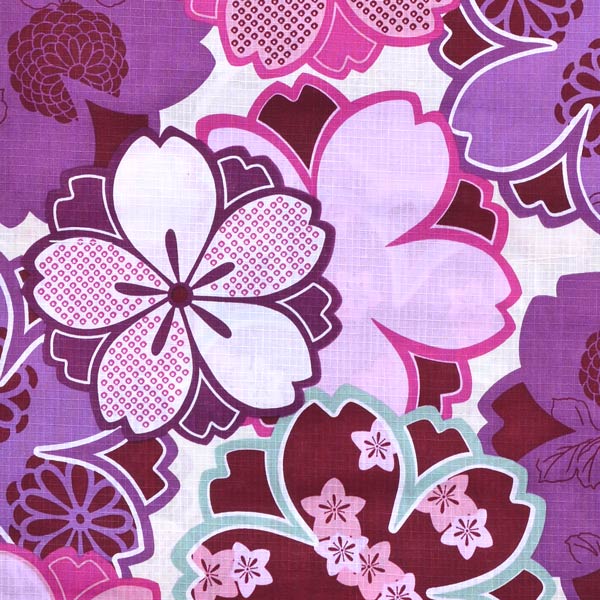 浴衣 レディース 単品 「変わり生地浴衣　白地　紫の花」 フリーサイズ yukata 【メール便不可】