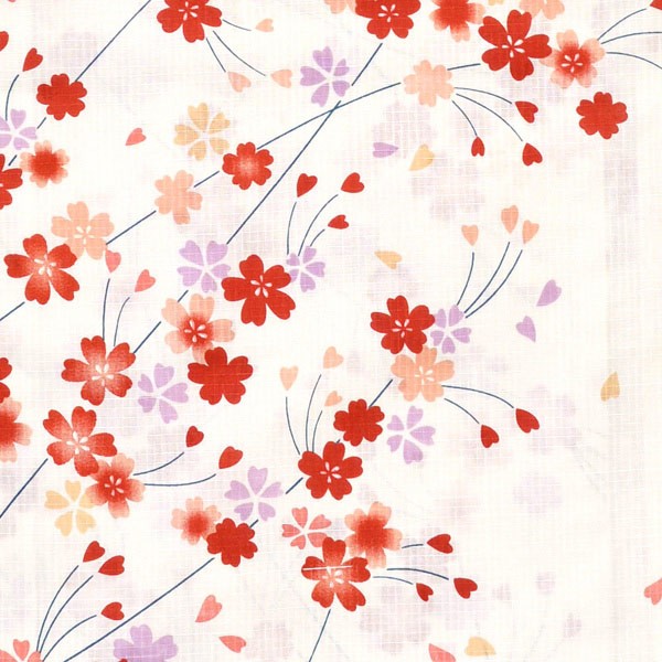 浴衣 レディース 単品 「白地に小桜」 フリーサイズ yukata 【メール便不可】