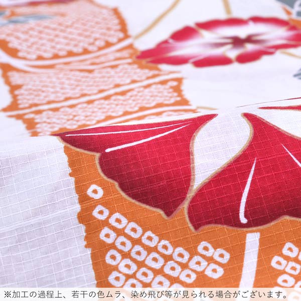 浴衣 レディース 単品 「プレタ浴衣　白地　赤色朝顔」 フリーサイズ yukata 【メール便不可】