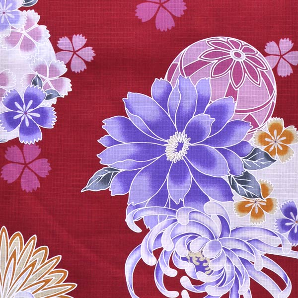 浴衣 レディース 単品 「プレタ浴衣　赤　菊と手毬」 フリーサイズ yukata 【メール便不可】