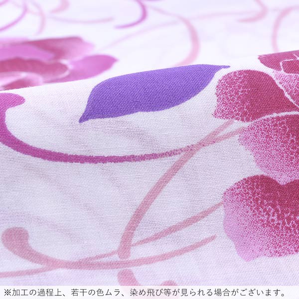 浴衣 レディース 単品 「白　薔薇と糸菊」 フリーサイズ yukata 【メール便不可】