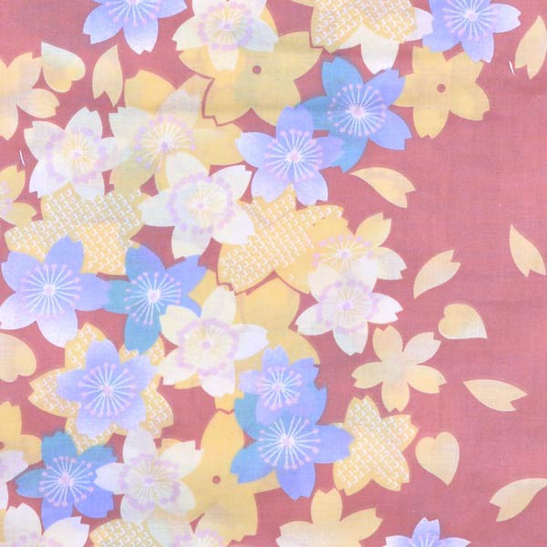 浴衣 レディース 単品 「夏ごころ浴衣　薄茶色　黄色、水色桜」 フリーサイズ yukata 【メール便不可】