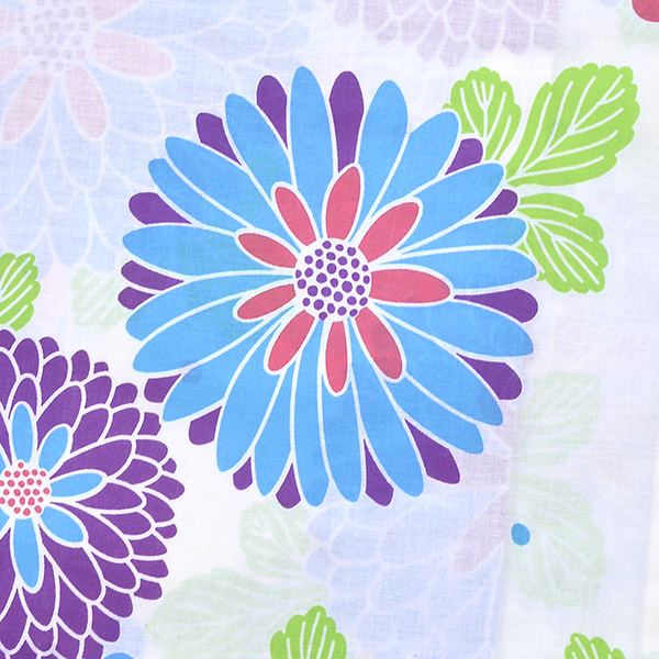 浴衣 レディース 単品「Ma-ni クリーム 水色、紫の菊」フリーサイズ yukata 【メール便不可】