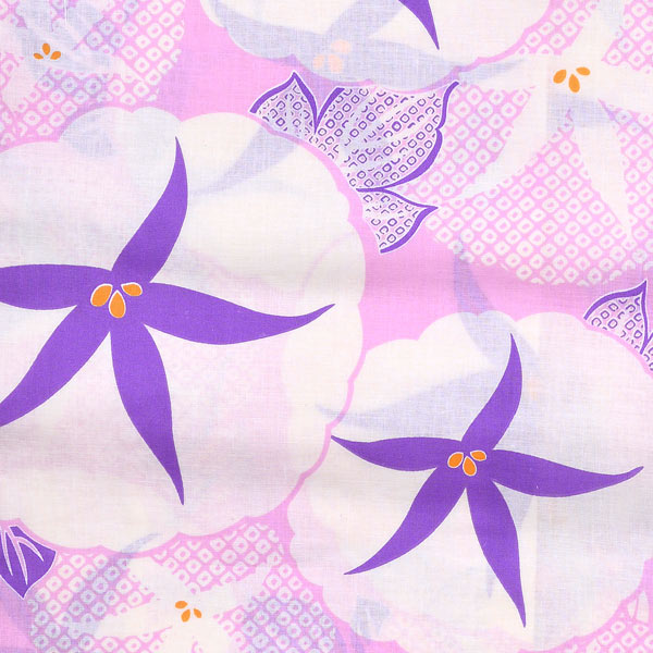 浴衣 レディース 単品 「Ma-ni　ピンク　朝顔絞り風」 フリーサイズ yukata 【メール便不可】