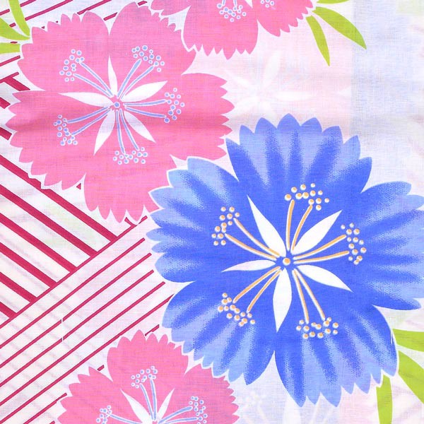 浴衣 レディース 単品 「Ma-ni クリーム ストライプに桜」 フリーサイズ yukata 【メール便不可】