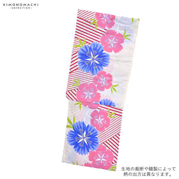 浴衣 レディース 単品 「Ma-ni クリーム ストライプに桜」 フリーサイズ yukata 【メール便不可】