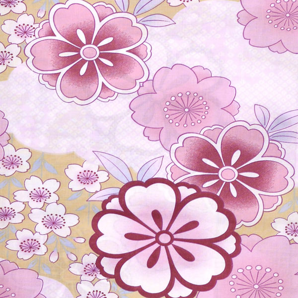 浴衣 レディース 単品 「ベージュ 桜」 フリーサイズ yukata 【メール便不可】