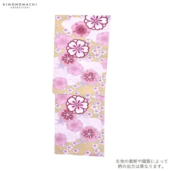 浴衣 レディース 単品 「ベージュ 桜」 フリーサイズ yukata 【メール便不可】