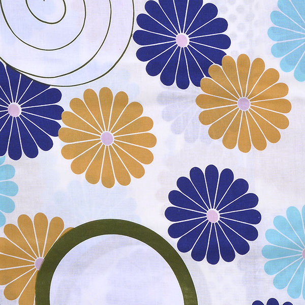 浴衣 レディース 単品「白地 黄、青の花」フリーサイズ yukata 【メール便不可】