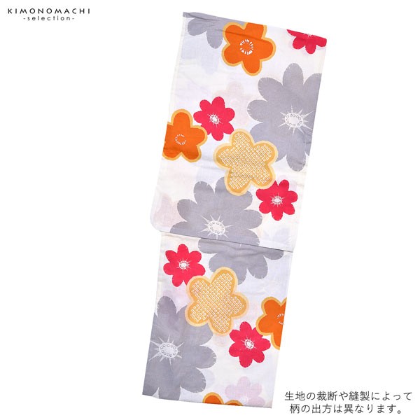 浴衣 レディース 単品「薄黄色 黄色、赤の花」 フリーサイズ yukata 【メール便不可】