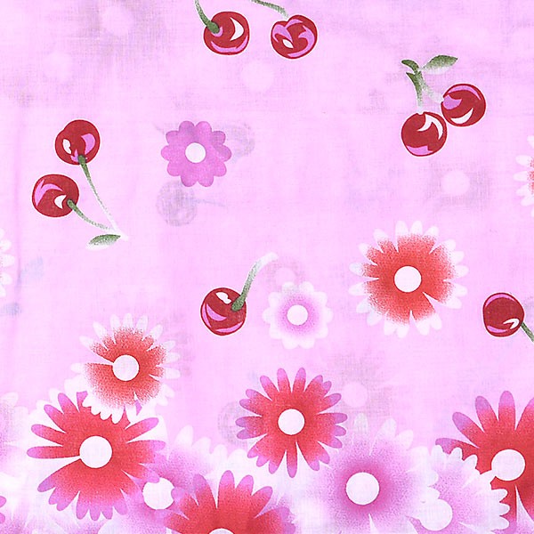 浴衣 レディース 単品 「ピンク地に花とさくらんぼ」 F フリーサイズ yukata 【メール便不可】