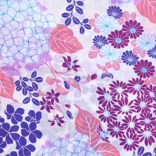 浴衣 レディース 単品 「CANON　白地　アジサイと小花」 フリーサイズ yukata 【メール便不可】