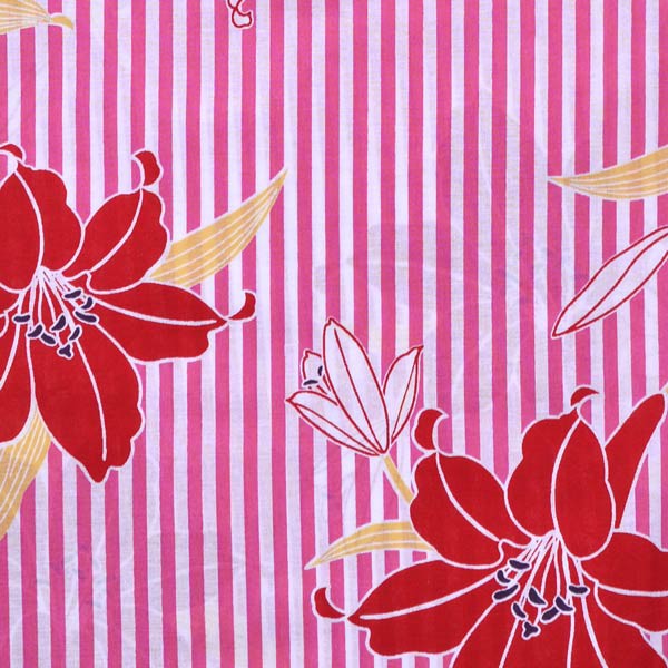 浴衣 レディース 単品 「CANON ピンク 白ストライプ」 フリーサイズ yukata 【メール便不可】