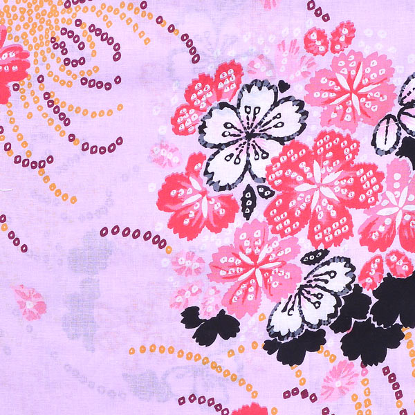 浴衣 レディース 単品「ピンク 絞り風桜」フリーサイズ yukata