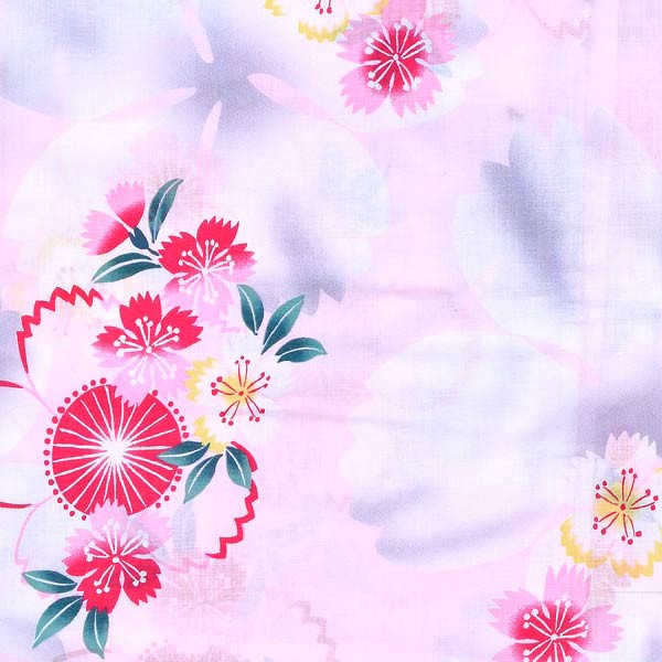 浴衣 レディース 単品 「薄ピンク地になでしこ」 フリーサイズ yukata 【メール便不可】
