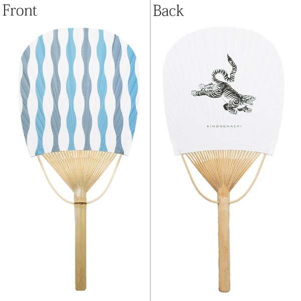 しじら織り 綿麻甚平+うちわの竹籠入りギフトセット