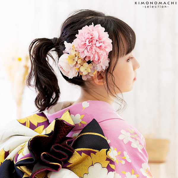 髪飾り 成人式 「コーム髪飾りとUピンの髪飾り9点セット　アンティークホワイト、ソフトピンク、オールドライラック　MI-68」 振袖用髪飾り お花髪飾り 卒業式 結婚式 着物 【メール便不可】