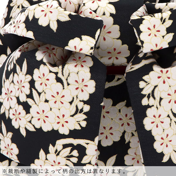 七五三 帯 7歳 ブランド 作り帯 華徒然 はなつれづれ 「黒地　桜文様」 女の子 四つ身着物に 7才 女児用 七歳結び帯 単品 七才のお祝い着向け 【送料無料】 【メール便不可】