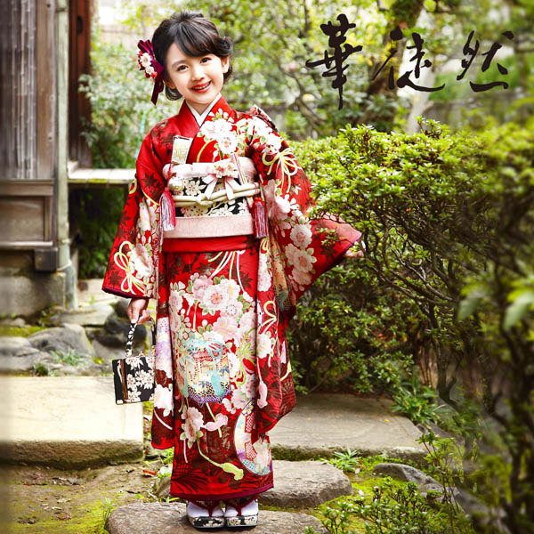 七五三 帯 7歳 ブランド 作り帯 華徒然 はなつれづれ 「黒地　桜文様」 女の子 四つ身着物に 7才 女児用 七歳結び帯 単品 七才のお祝い着向け 【送料無料】 【メール便不可】