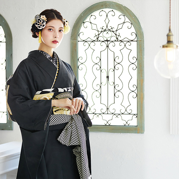 髪飾り 成人式 つまみ髪飾り Uピン 12点セット 「フラワーポット 黒 No.8334 美和花 miwaka」 振袖用髪飾り お花髪飾り つまみ細工かんざし 成人式 卒業式 結婚式 着物 【メール便不可】