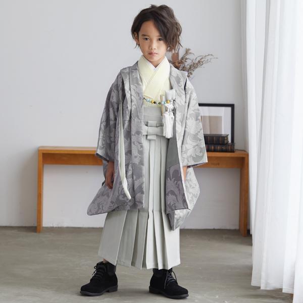 七五三 着物 男の子 3歳〜5歳 ブランド羽織袴セット petite liberte プチリベルテ 「唐草グレー、クリーム、アイスグレー」 小柄な五歳 大きな三歳向け 対応身長105cm〜115cm前後 着物セット 男児用 3才〜5才 着物セット 子供着物 五才のお祝い着 3歳〜5歳向け【送料無料】 【メール便不可】