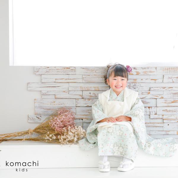 七五三 着物 3歳 女の子 ブランド被布セット komachi kids 「オフホワイト　ライトブルー、ドッグローズ」 三歳女児被布セット 小町kids 子供着物 フルセット 三才のお祝い着 3才向け 【送料無料】 【メール便不可】