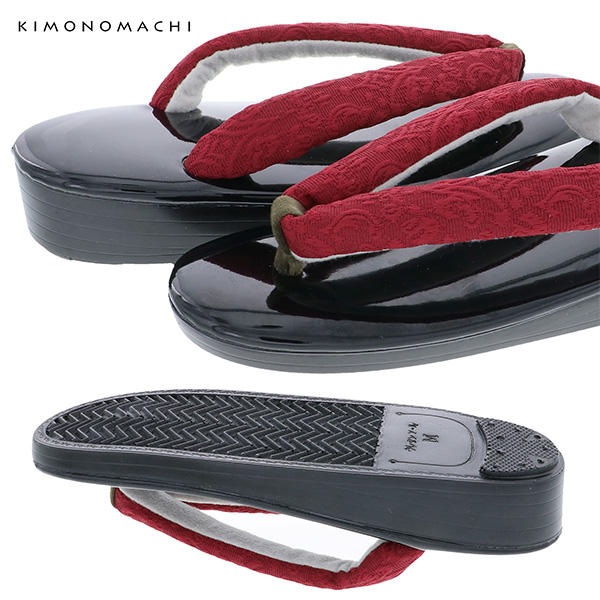 草履 レディース カジュアル草履 「レッド アラベスク」 草履単品 日本製 痛くなりにくい ウレタン草履 M・L・LLサイズ フリーサイズ 京都きもの町 KIMONOMACHI オリジナル 洒落草履 【メール便不可】