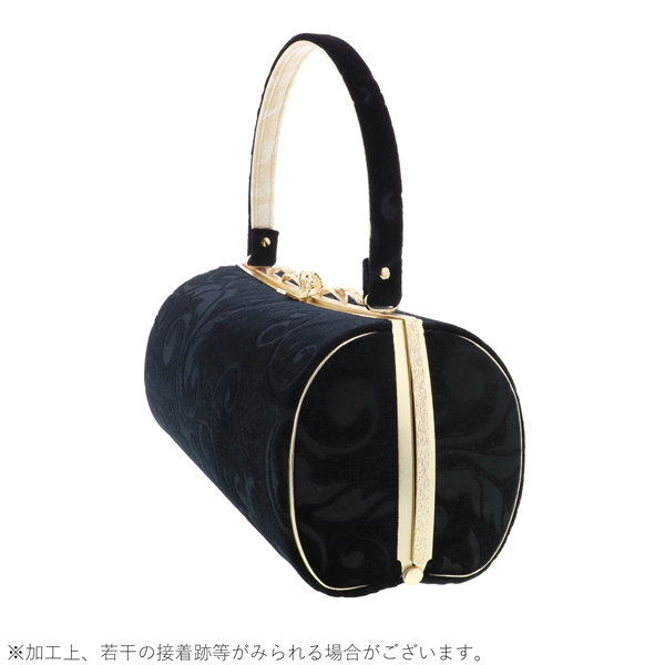 振袖草履バッグセット 「黒×ゴールド 唐草模様」 Fサイズ 振袖草履バッグ 振袖バッグ 振袖草履 【メール便不可】