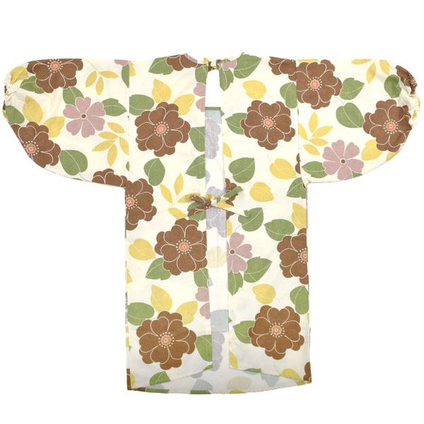 ロング丈 割烹着 「ブラウンフラワー」 日本製 オシャレ かわいい 綿割烹着 ロング割烹着 着物割烹着 エプロン 母の日 敬老の日 誕生日 プレゼント最適品 【送料無料】【メール便不可】