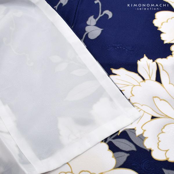 二尺袖着物 単品 「紺青 牡丹」 お仕立て上がり レディース 洗える着物 二尺袖 着物 袴に合わせて 卒業式 謝恩会に 【メール便不可】