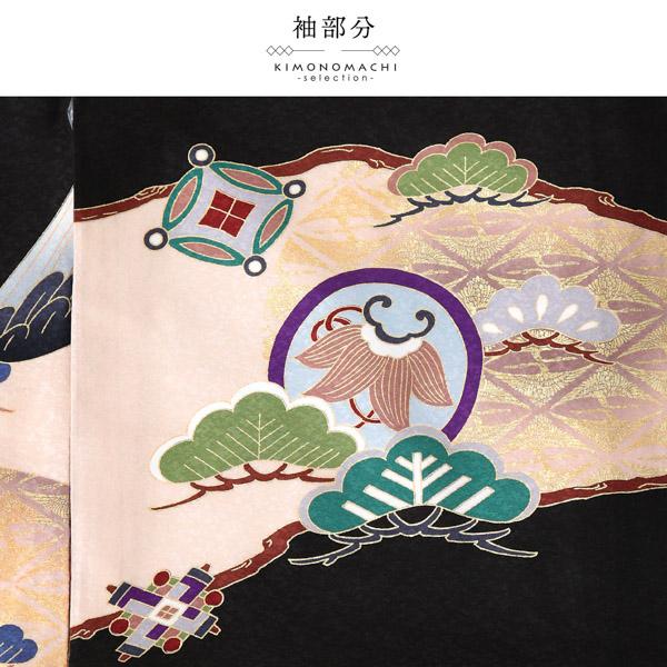 男の子のお宮参り産着 祝い着 「黒地　鷹、宝尽くし」 熨斗目 のしめ 一つ身 一ツ身 初着 お初着 御祝着 着物 七五三 お宮詣り 祈願 お祈り 子供 キッズ 赤ちゃん ベビー 男児 正絹 【メール便不可】