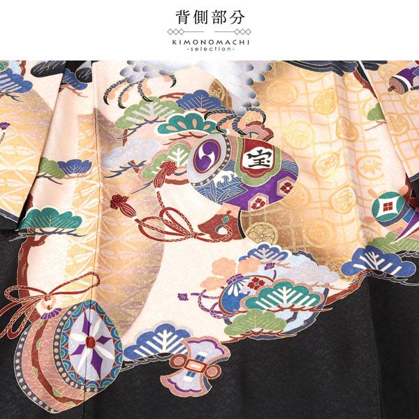 男の子のお宮参り産着 祝い着 「黒地　鷹、宝尽くし」 熨斗目 のしめ 一つ身 一ツ身 初着 お初着 御祝着 着物 七五三 お宮詣り 祈願 お祈り 子供 キッズ 赤ちゃん ベビー 男児 正絹 【メール便不可】