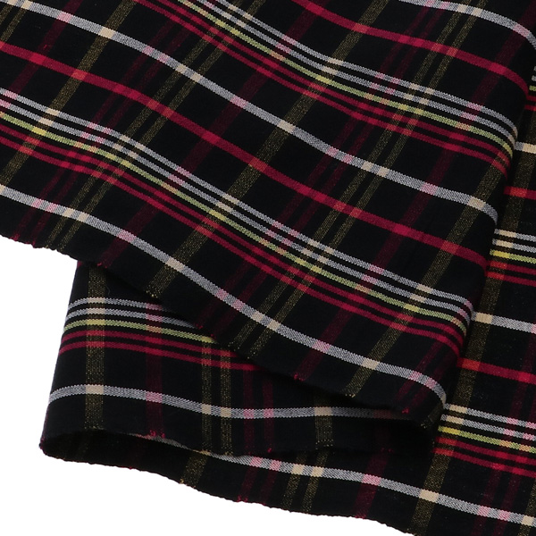 伊勢木綿 洗える着物 単品 「やたら格子  黒地、白×黄×赤紫（夜遊）」 お仕立て上がり 木綿きもの 日本製 三重県 伝統工芸品 単衣 綿 カジュアル チェック 小紋 レディース キモノ kimono 【メール便不可】