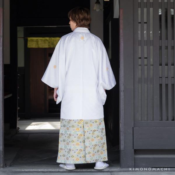 袴 金襴袴 男性袴 馬乗り袴 単品「桜鼠色系段ぼかし亀甲文」4サイズ S/M/L/LL 身長150cm〜180cmまで フォーマル 成人式 卒業式 結婚式 男性 メンズ 晴れ着【メール便不可】