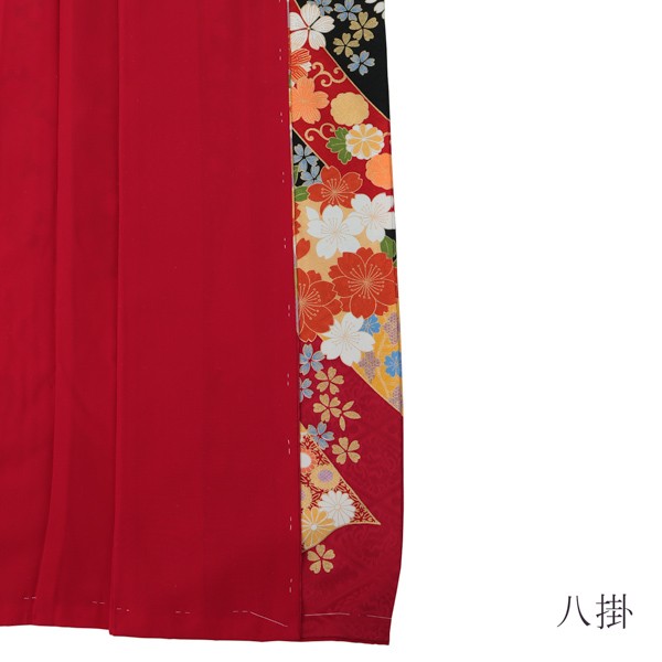 【新古品】お仕立て上がり 振袖単品 「黒×赤 束ね熨斗に桜、手毬」 トールサイズ 振袖 振り袖 成人式 結婚式 結納 パーティー 【メール便不可】