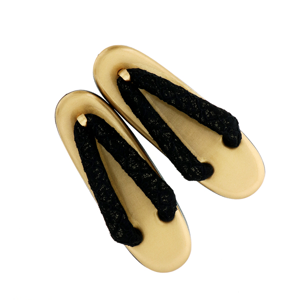 振袖 草履 成人式 レディース 振袖用草履 「レース、黒×金」 Fサイズ(M〜Lサイズ相当) 振袖草履 刺繍草履 振袖草履 フリーサイズ  【メール便不可】