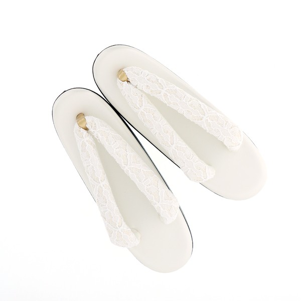 振袖 草履 成人式 レディース 振袖用草履 「レース、白×黒」 Fサイズ(M〜Lサイズ相当) 振袖草履 刺繍草履 振袖草履 フリーサイズ 【メール便不可】