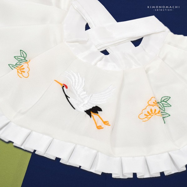 お宮参り用 フードセット 小物セット 男の子 前掛け(スタイ よだれかけ)、帽子(フード)、お守り袋、熨斗扇子(末広)の4点セット 正絹 日本製 無ホルマリン加工 お宮詣り 祈願 お祈り 一つ身 初着 お初着 御祝着 産着 子供 キッズ 赤ちゃん ベビー 【メール便不可】